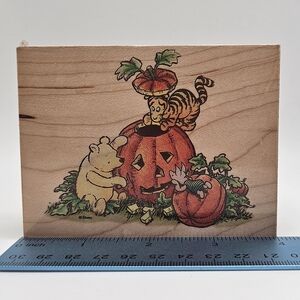 Disney Classic Pooh's Jack-O-Lantern Halloween Mounted Rubber Stamp